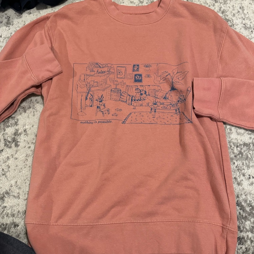 Graphic Print Men's Sweater - Rust